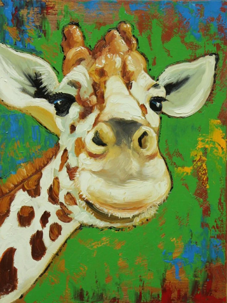 

Very Excited Painting Abstract Animal Portrait Oil Painting On Canvas Abstract Giraffe Animal Oil Painting For Wall Decoration