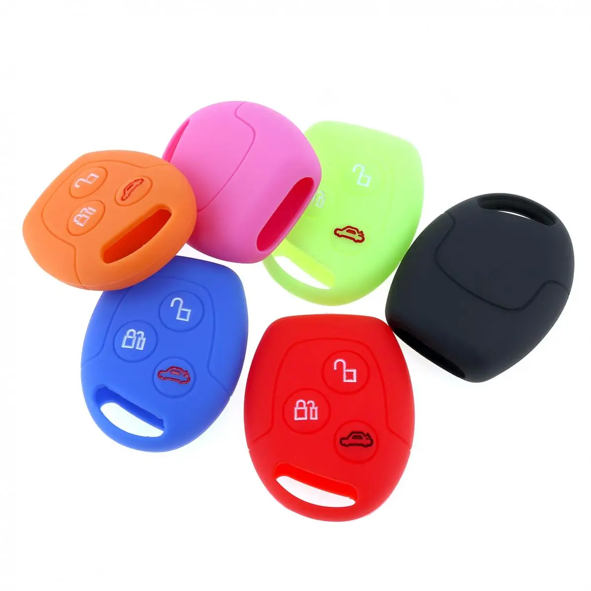 

3 Buttons Round Silicone Car Key Case for Ford Series Focus / Mondeo / Festiva / Fusion / Suit / Fiesta / KA