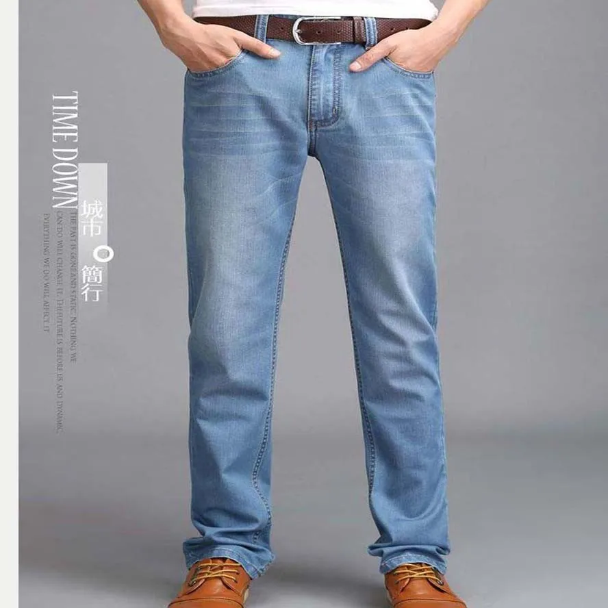 

New 2018 Famous Brand summer Men's Jeans,Fashion Designer Straight Large Size thin Denim Jeans Pants Perfume Men