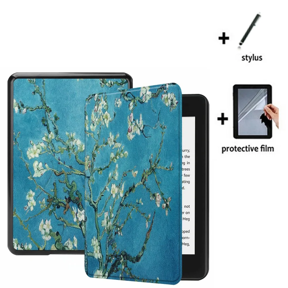 

Luxury Ultra Slim Folio Stand Lightweight Leather Case Cover +1x Clear Film +Stylus For Amazon Kindle Paperwhite 4 2018 10th 6