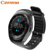 Cawono Bluetooth Smartwatch Y1 Smart Watch Reloj Relogios 2G GSM SIM App Sync Mp3 for Apple iPhone Xiaomi Android Phones Black