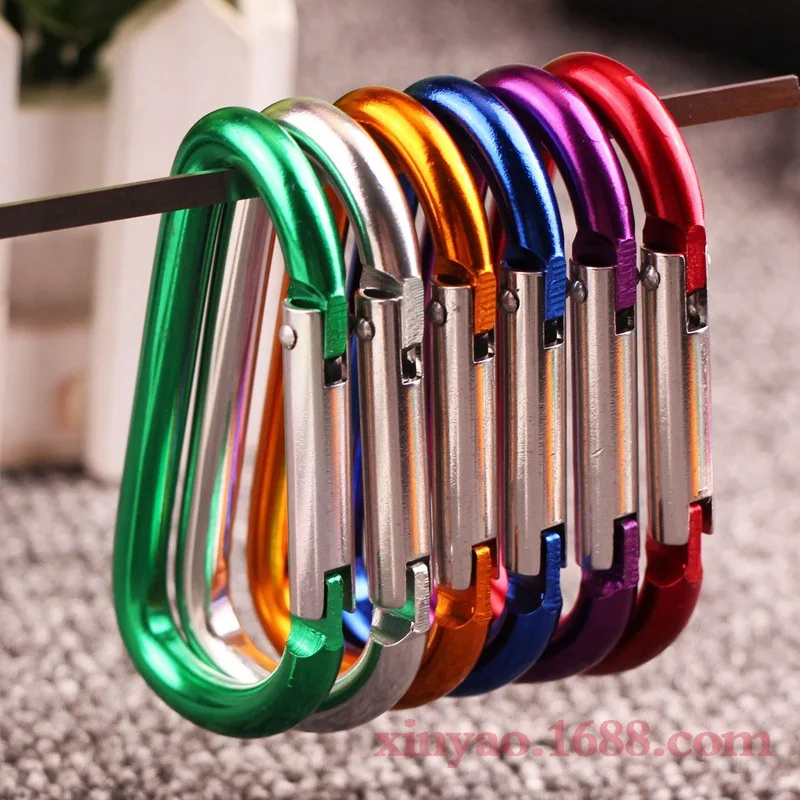 

7pcs color 8#D-shaped aluminum alloy material outdoor carabiner large hanging buckle wear-resistant backpack buckle