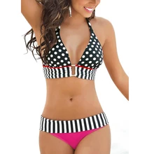 P j Women RETRO Vintage Sexy High Waist Bikinis Set Swimsuit Bandage Swimwear Bathing Suit Beachwear