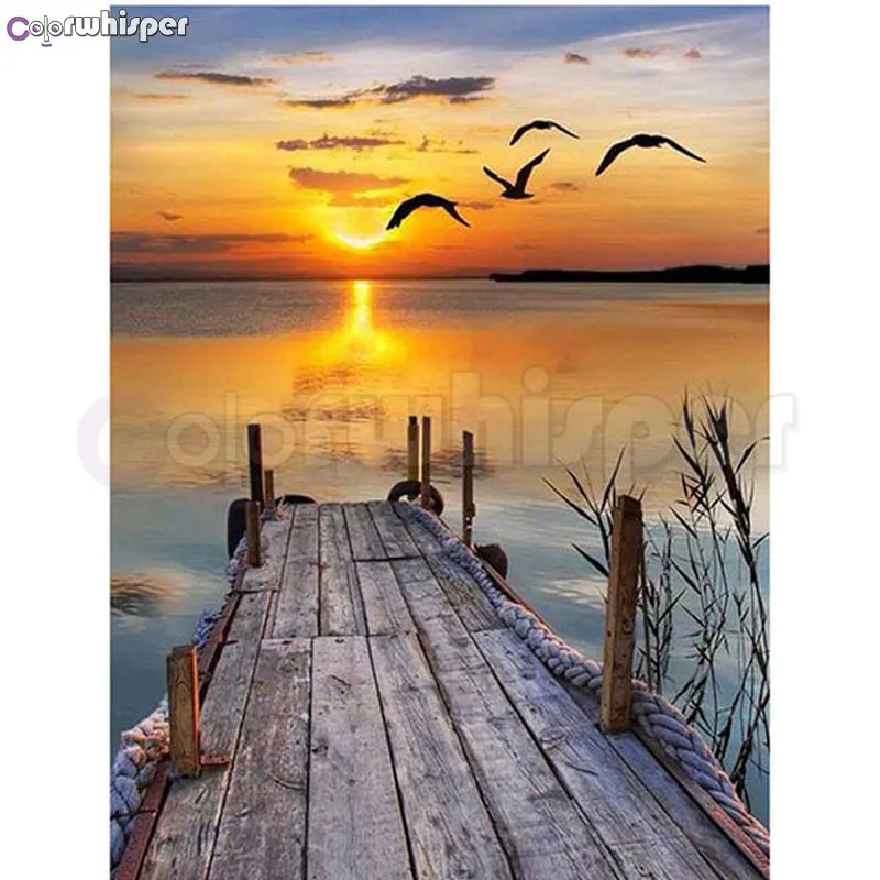 

Diamond Painting Full Square/Round The Natural Scenery The Setting Sun Sea Mew Sea 5D Daimond Painting Embroidery Mosaic L002