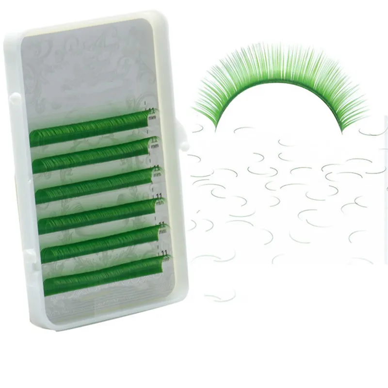 

Green Purple blue color 3D Individual false eyelashes mink eyelash extensions Premium soft natural cilia eyelash with box