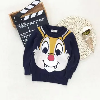 

Spring Autumn baby pullover boys knitwear kids sweater children knitted clothes cartoon squirrel jacquard dobby 2 to 6 yrs