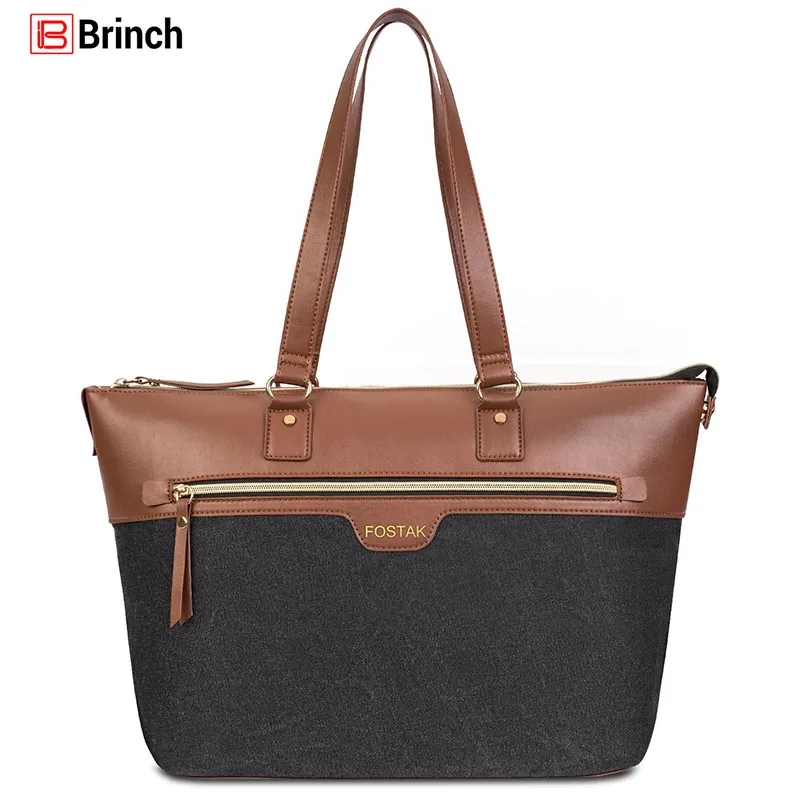 

BRINCH 15.6 Inch Ladies Laptop Bag Fashion Lightweight Patchwork Notebook Tote Bags Business Roomy Computer Handbag for Women
