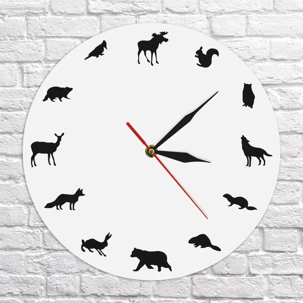 1 шт. лес Животные дизайн Wall Art декоративные акриловые медведь настенные часы