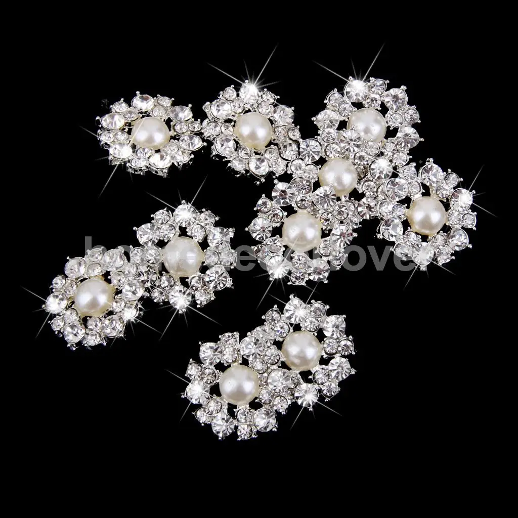 

10 Clear Crystal Diamante Shining 22mm Shank Button Sewing Craft Silver Tone