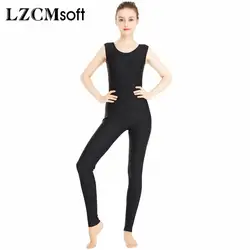 LZCMsoft женские Teamwear Танк комбинезон удобные эластичной лайкры черного цвета без рукавов комбинезоны комбинезон без молнии