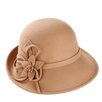 Женская зимняя австралийская шерстяная винтажная Женская фетровая шляпа с цветочным принтом, модные французские фетровые шляпы-котелки Sombrero Fedora, шерстяная шляпа для женщин - Цвет: 5