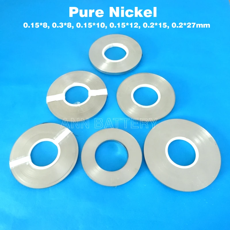

0.5Kg Pure Nickel Strip 0.15×8/0.3×8/0.15×10/0.15×12/0.2×15/0.2×27mm Nickel Busbar For Lithium Battery Pack