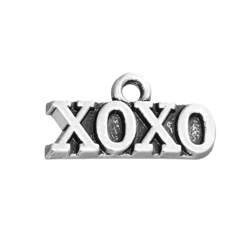 EUEAVAN 20 шт. Металл XOXO алфавиты гравировка Шарм в античном стиле Серебряный цвет