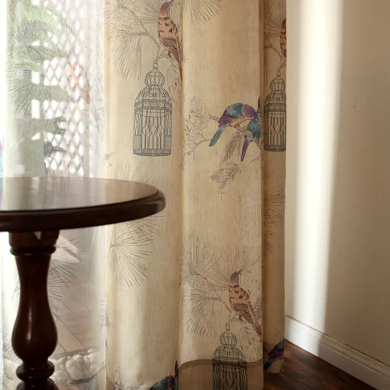 American Rustic Style Curtains For Living Room Birds Printed Drapes Home Decor Linen Color Window Curtain Single Panel In From Garden On American Rustic Style Curtains For Living Room Birds Printed Drapes Home Decor Linen Color Window Curtain Single Panel In From Garden On