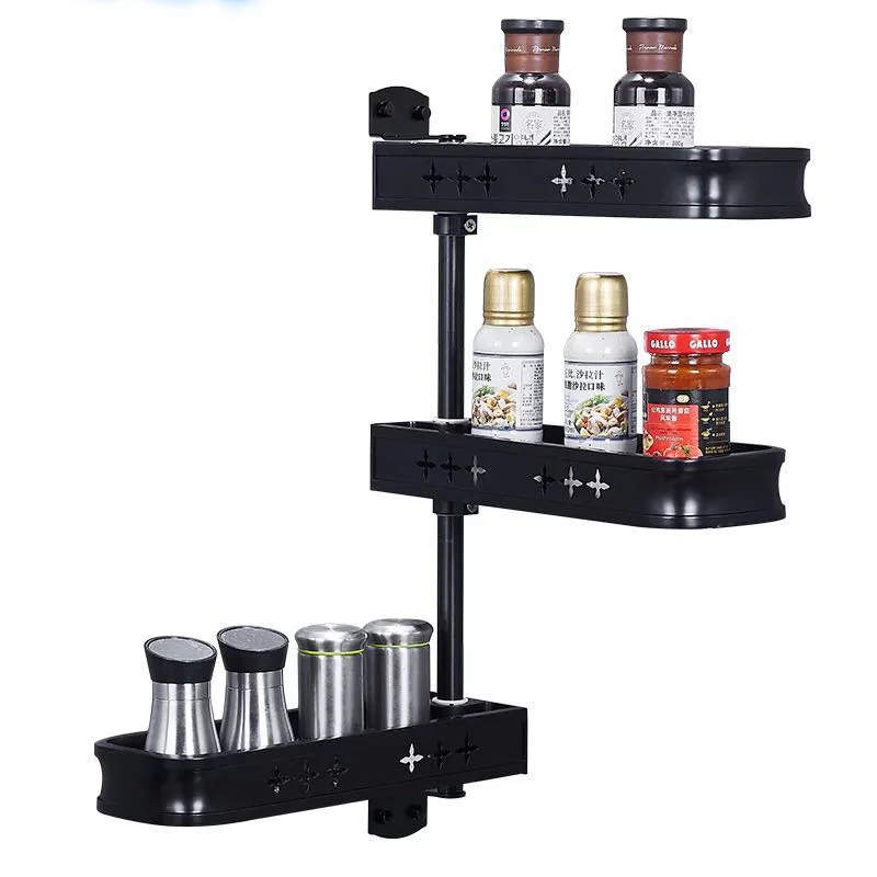  Kitchen Rotatable Condiments Spice Flavoring Shelf Bathroom Commodity Rack Cocina Kitchen Wall Moun - 32870575219