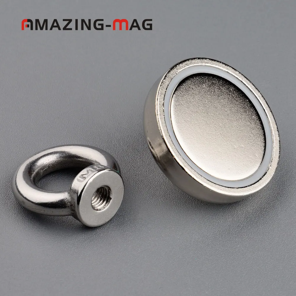 Günstige 1 stück 80 kg Vertikale Pull kraft Neodym Angeln Salvage Recovery Abrufen Magnet topf D48 * 11,5mm Halten fixture Magnetische Basis