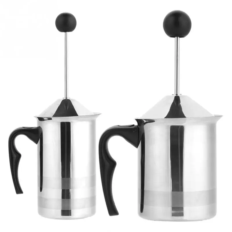 

400ml 600ml Stainless Steel Manual Milk Frothers Double Mesh Built-in Spring Milk Frother Foam Maker Coffee Decor Tools