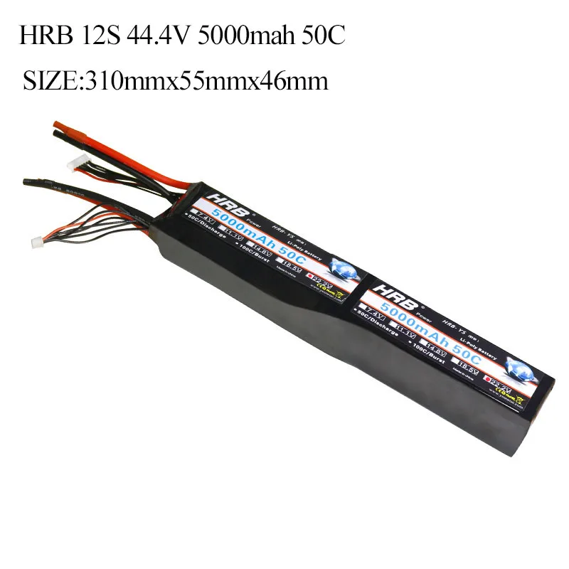 HRB RC Lipo 12S аккумулятор 44,4 V 5000mAh 50C Burst 100C для вертолета RC модель дистанционного управления беспилотный Квадрокоптер с фиксированным крылом