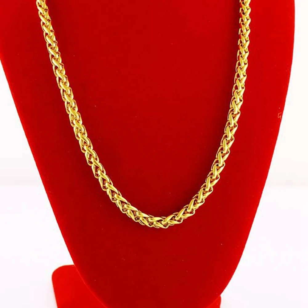 Statement Jewelry Yellow Gold Filled Chain Necklace For Men Women-in