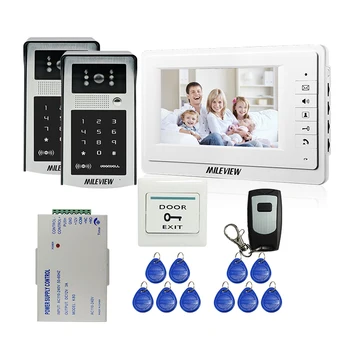 

New Wired 7" Screen Video Door Phone Intercom System + 2 Waterproof RFID Keypad Password Doorbell Cameras + Remote FREE SHIPPING