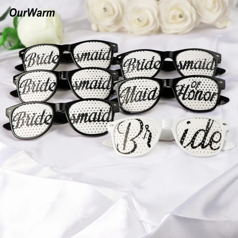 

OurWarm 6pcs Bridal Shower Novelty Sunglasses Groom Bride Glasses Bachelorette Party Decor Hen Night Wedding Favors Supplies
