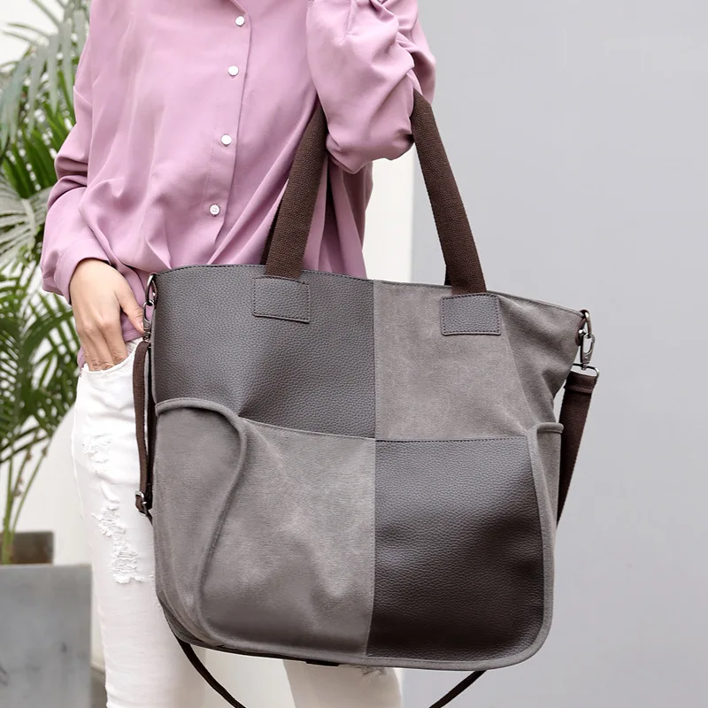 

High Quality Large For Women New Fashion Designer Canvas Splice Shoulder Bags Female Top-handle Tote Crossbody Messenger Bag