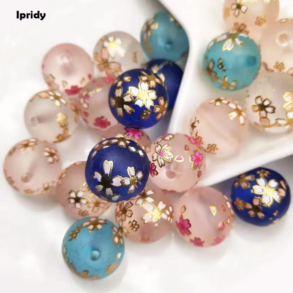 10 Pcs /lot 14mm Frosted Resin Beads With Japan Drawing Beads,the