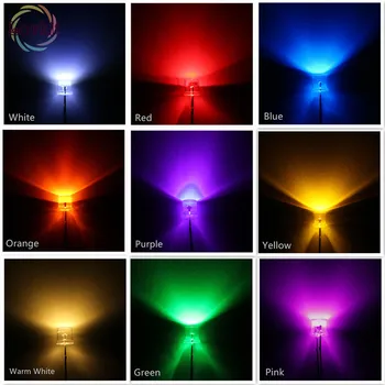

1000pcs/lot 9 Colors Optional 5MM Flat Top led Wide Angle 5mm Ultra Bright LEDs light Emitting Diodes Electronic Components