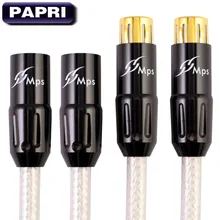 PAPRI MPS M-8 XLR 24K Gold Plated Plugs Connector 99.9997% OFC Silver Plated Cable For Audio Amplifier DAC DVD CD HiFi 1Pair