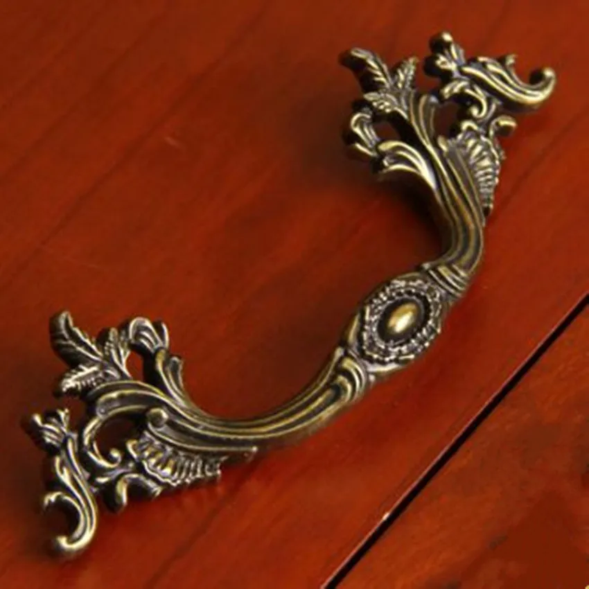 

96mm 64mm europen vintage furniture handles bronze drawer cabinet pull knob antique brass dresser cupboard door handle pull 2.5"