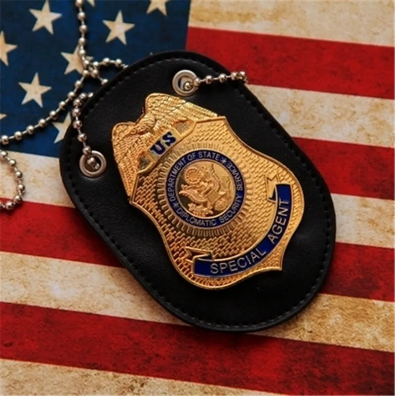 

Movie Cosplay Special Agent Dss Fast Furious Luke Hobbes Badge With Holder Chain Halloween Cosplay Badge Leather Holder Gift