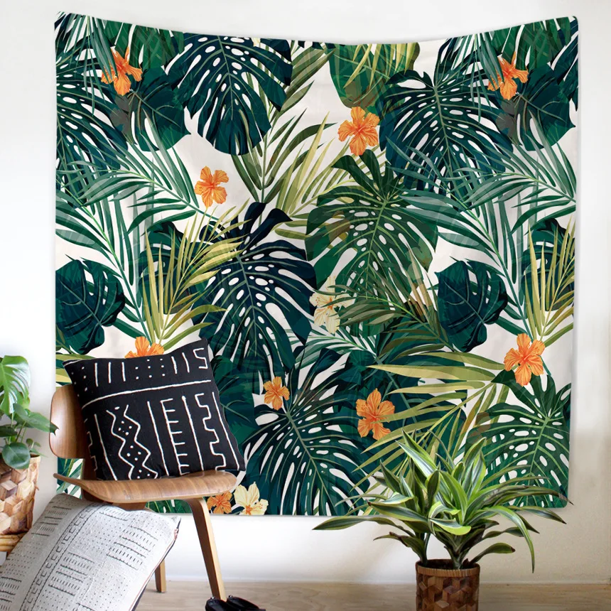 

Green Tropical Summer Banana Tree Leaf Flower Printed Wall Decor Tapestry Large Polyester Tapestries Fabric Beach Blanket Carpet