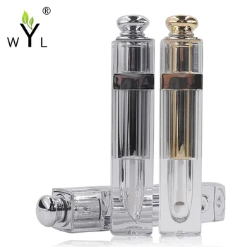 

100pcs 5ml clear Empty Lipgloss Tube with silver cap,clear lipgloss case 5g,DIY square Lipgloss Packing container