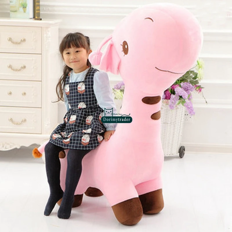 Dorimytrader Jumbo Animal Giraffe Plush Chair 125cm Stuffed Soft Cartoon Giraffe Sofa Toy Load 80kg on the Back Cute Leisure Doll DY61660(6)