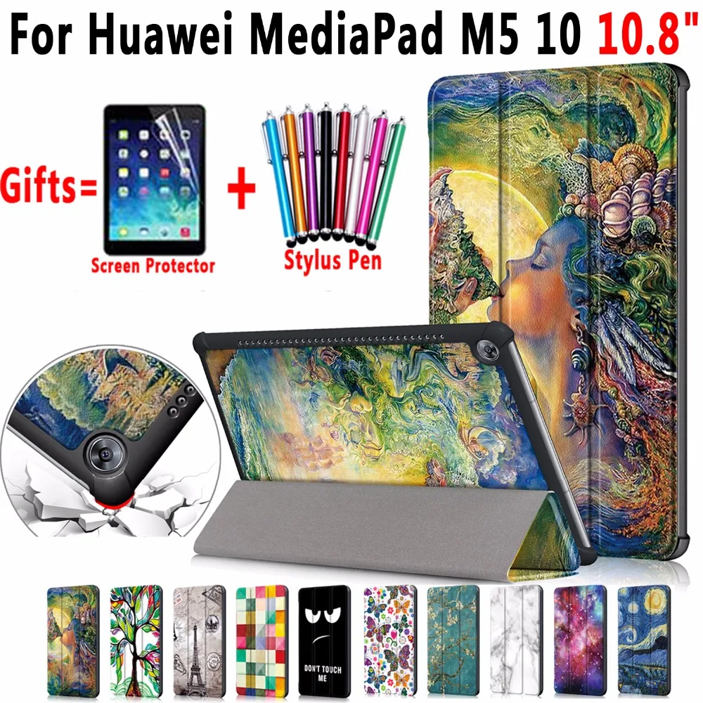 

Famous Painting Magnetic Leather Smart Auto Sleep Awake Case Cover for Huawei MediaPad M5 10 10.8 CMR-AL09 CMR-W09 Pro Case