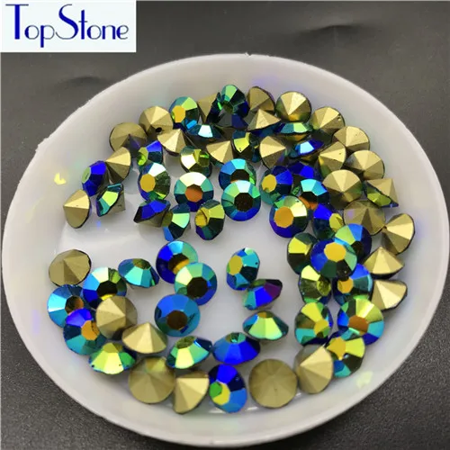 TopStone(SS28) 6 мм 144 шт стеклянные чатоны Цвета AB Pointback круглые стразы для украшения своими руками сделай сам на украшения - Цвет: BLACK AB