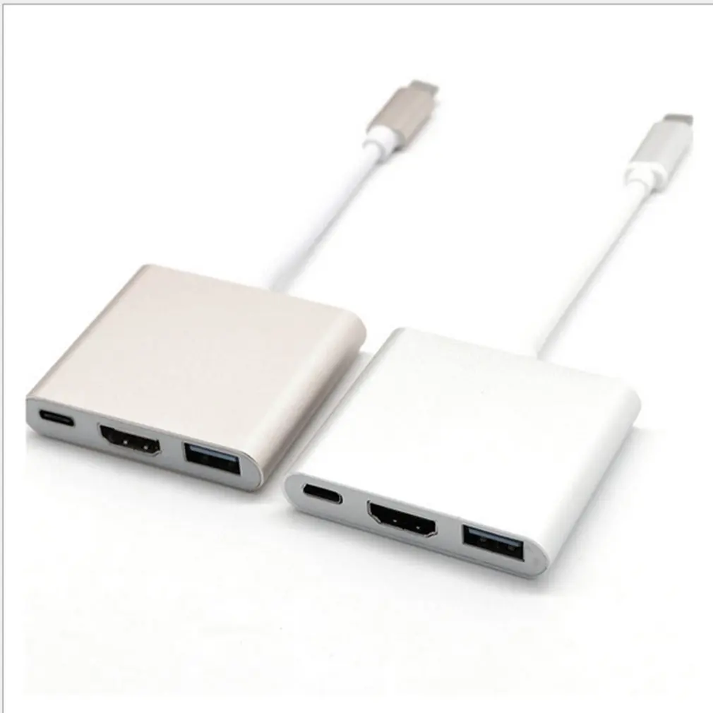 3 в 1 портативный Usb в Hdmi 3,1 конвертер адаптер type c в hdmi HDMI/USB 3,0/type C адаптер type-C Алюминиевый для Macbook серый