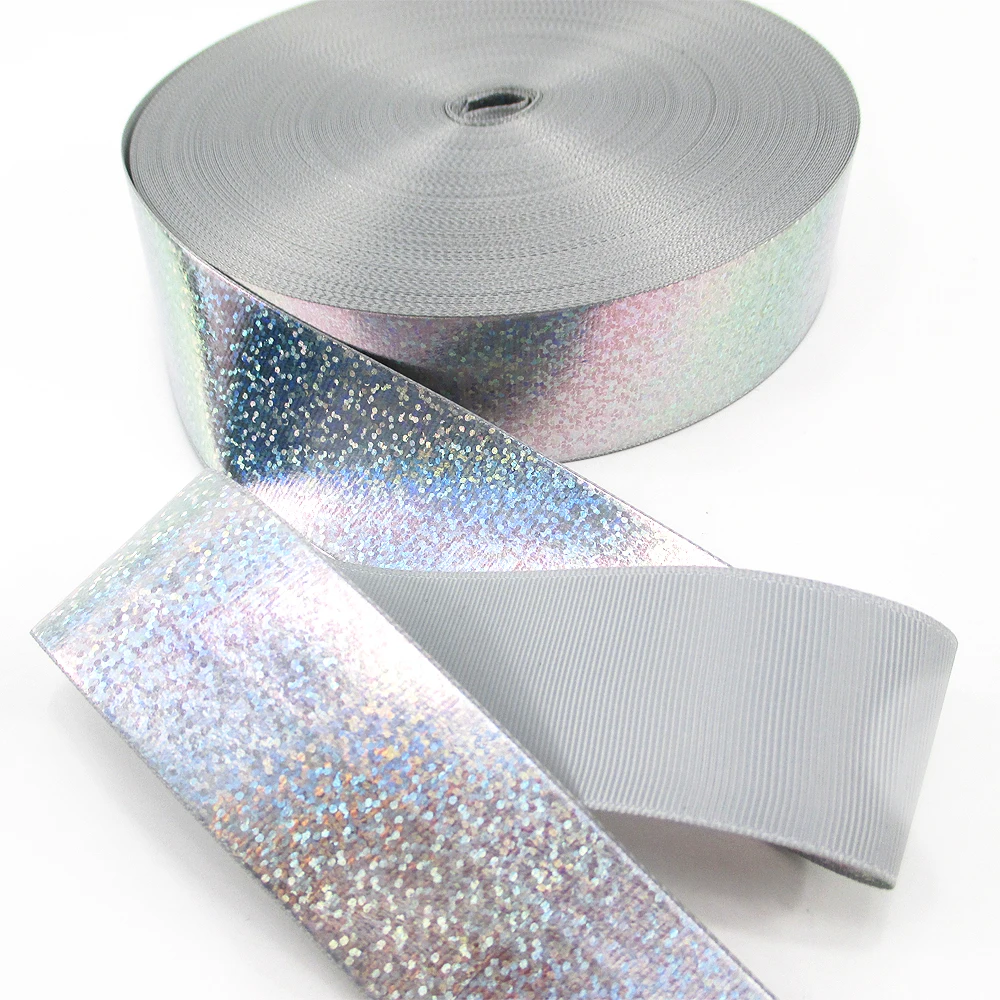 

David accessories 1.5" 38mm full laser silver printing GROSGRAIN ribbon 50 yards,DIY handmade materials,50Y55459