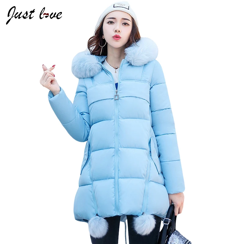

Women's Winter Jackets and Coats 2017Autumn Winter WarmThick Clothing Lady Fur Collar Hooded Cotton Paraks Female Manteau Femme