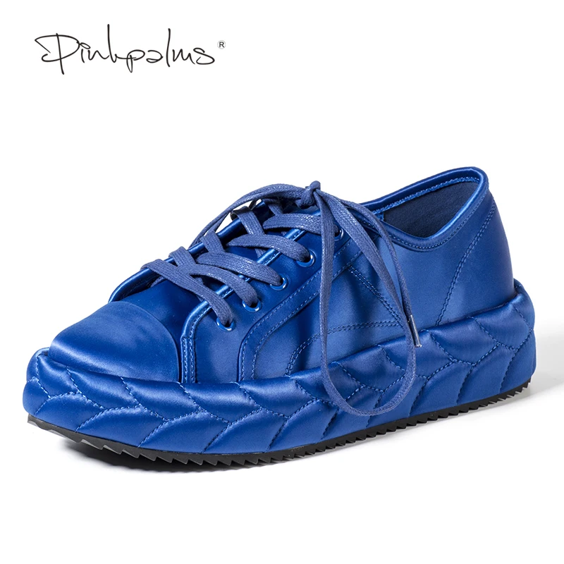 

Pink Palms Women Shoes Solid Color Round Toe Flat Platform Shoes Lace up Sewing Platform Casual Fashion Flat shoes