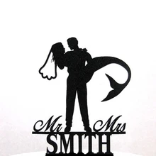 Изготовленный На Заказ Топпер свадебного торта, Топпер торта русалки& жениха, уникальный Топпер торта, поставки свадебных украшений для Mr и Mrs