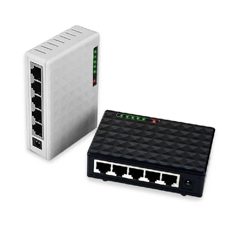 

5 Port Mini Ethernet Network Switch Desktop 10/100Mbps RJ45 Network Adapter with EU/US plug Full duplex Exchange