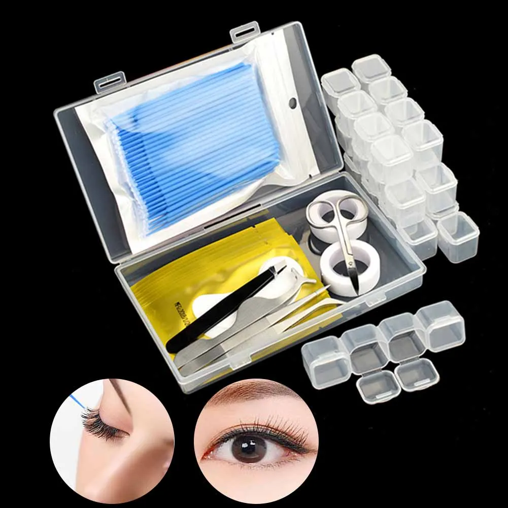 

Eyelash Extension Tools Set False Lashes Curl Graft Strip Under Patch Pad Tweezer Full Kit With Case SSwell