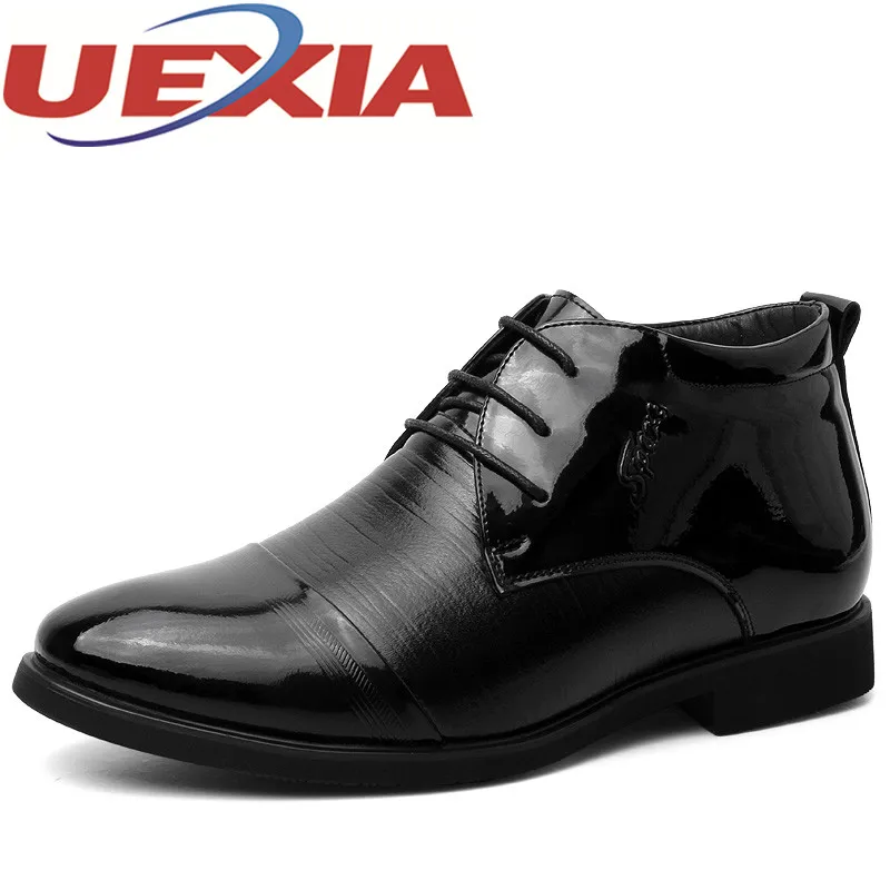 Plus Size 38 48 Men�s High Top Patent Leather Boots Men