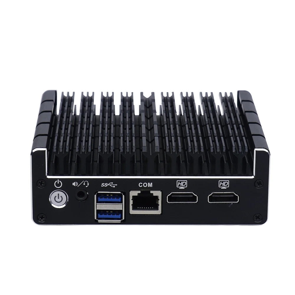 Obtenga esto Mini PC de cuatro núcleos con 4 * LAN, 2 * HDMI, 1 * COM, Intel Celeron J3060, J3160, Nettop, Windows S7, linux, compatible con Pfsense AES-NI 76ol8AKW