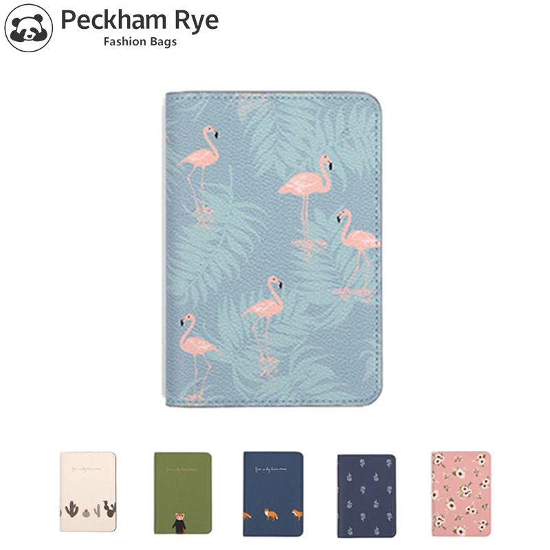 

Women Leather Passport Cover Cartoon ID Bank Card holder M Cute Flamingo Passport Case Holder Travel Passbook Girls Wallet Bag