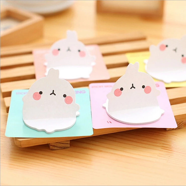 Клейкий милый блокнот Molang Kawaii липкий с кроликом для офиса и школы стикер