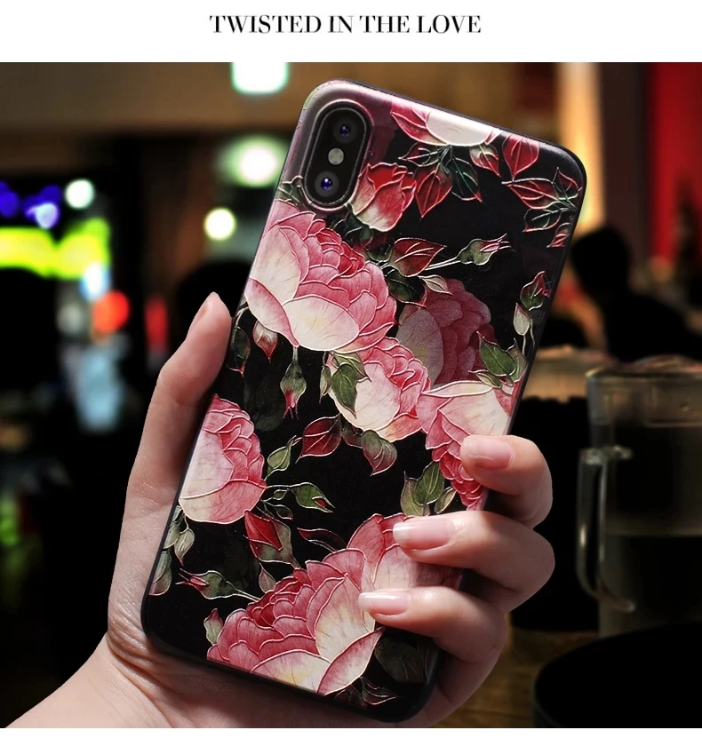 Для iphone 11 Pro Max 5 5S se чехол для iphone 6 7 8 6s чехол для iphone X XS Max XR 7 8 6 Plus чехол 3D цветы черный чехол