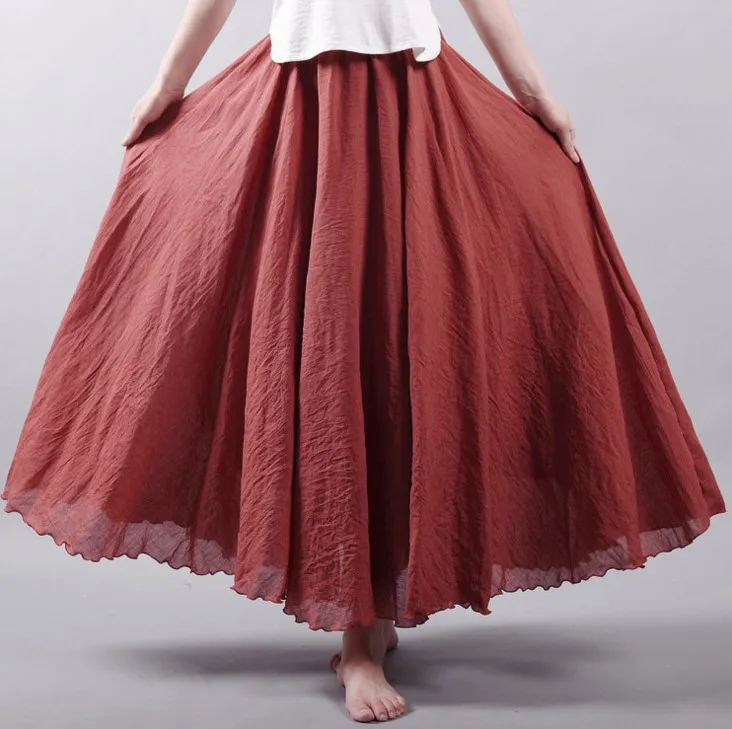 Женская модная юбка однотонный яркий цвет женские юбки красивый цвет красный темно-синий длинный розничная оптом - Цвет: Orange Coffee
