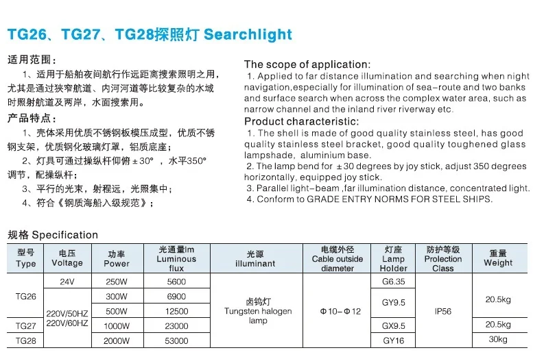 Освещение с подметальным морским аварийным сигналом прожекторы nightTG26 TG27 TG28 морской прожектор поисковые огни